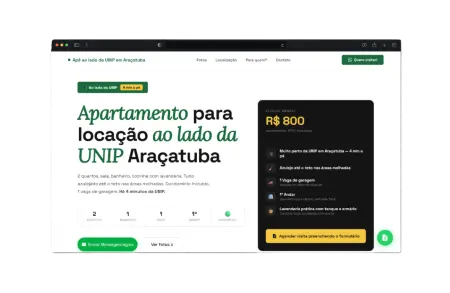 Preview da Landing Page de locação de imóvel, mostrando a versão desktop com layout moderno e a versão mobile adaptada para leitura fluida.